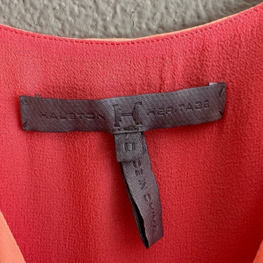 Halston Heritage 100% Silk Tie-Shoulder Colorblock Dress - Picture 6 of 10